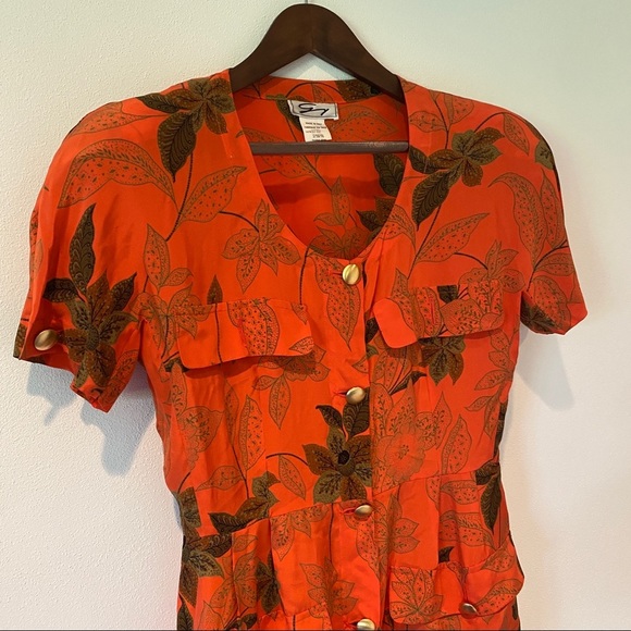 Vintage Genny Silk Floral Button Front Dress - Picture 2 of 7